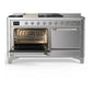 Ilve UM60FSQNR3SSCLP Ilve Um60Fsqnr3Ssclp Majestic Iii 60 Inch Dual Fuel Range With 7 Burners, Griddle And French Top, Dual Function Burner With Up To 25,000 Btu (Liquid Propane, Solid Door, Stainless Steel, Chrome)