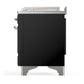 Ilve UM48FSNR3BKCLP Ilve Um48Fsnr3Bkclp Majestic Iii 48 Inch Dual Fuel Range With 5 Black Brass Burners, Griddle And French Top, Dual Function Burner Up To 25,000 Btu (Liquid Propane, Triple Glass Door, Glossy Black, Chrome)