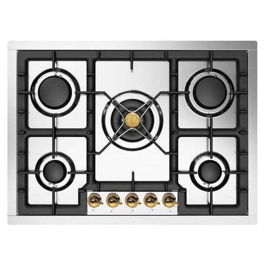 Ilve UHCPT75NSSG Ilve Uhcpt75Nssg Nostalgie Ii 30 Inch Built-In Gas Cooktop With 5 Burners, In Stainless Steel (Natural Gas)