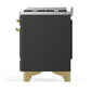 Ilve UM48FQNR3MGG Ilve Um48Fqnr3Mgg Majestic Iii 48 Inch Dual Fuel Range With 8 Burners And Griddle, Dual Function Burner Up To 25,000 Btu (Natural Gas, Solid Door, Graphite Matte, Brass)