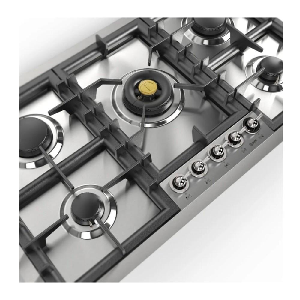 Ilve UHCPT95NSSC Ilve Uhcpt95Nssc Nostalgie Ii 36 Inch Built-In Gas Cooktop With Total Black Brass Burners, In Stainless Steel (5 Sealed Burners, Natural Gas, Chrome)