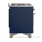Ilve UMD40FNR3MBC Ilve Umd40Fnr3Mbc Majestic Iii 40 Inch Dual Fuel Range With 6 Burners And Griddle, Dual Function Burner Up To 25,000 Btu (Natural Gas, Triple Glass Door, Midnight Blue, Chrome)