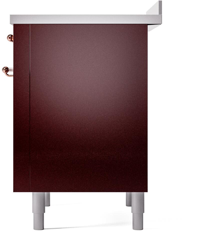 Ilve UPI366NMPBUP Nostalgie Ii 36 Inch Electric Freestanding Range In Burgundy With Copper Trim