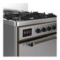 Ilve UM30QNR3SSB Ilve Um30Qnr3Ssb Majestic Iii 30 Inch Dual Fuel Range With 5 Black Brass Burners, Dual Function Burner Up To 25,000 Btu (Natural Gas, Solid Door, Stainless Steel, Burnished)