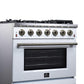 Forno FFSGS623936WHT Forno Massimo 36-Inch White Freestanding Gas Range, 6 Sealed Burners, Convection Oven, Energy Efficient