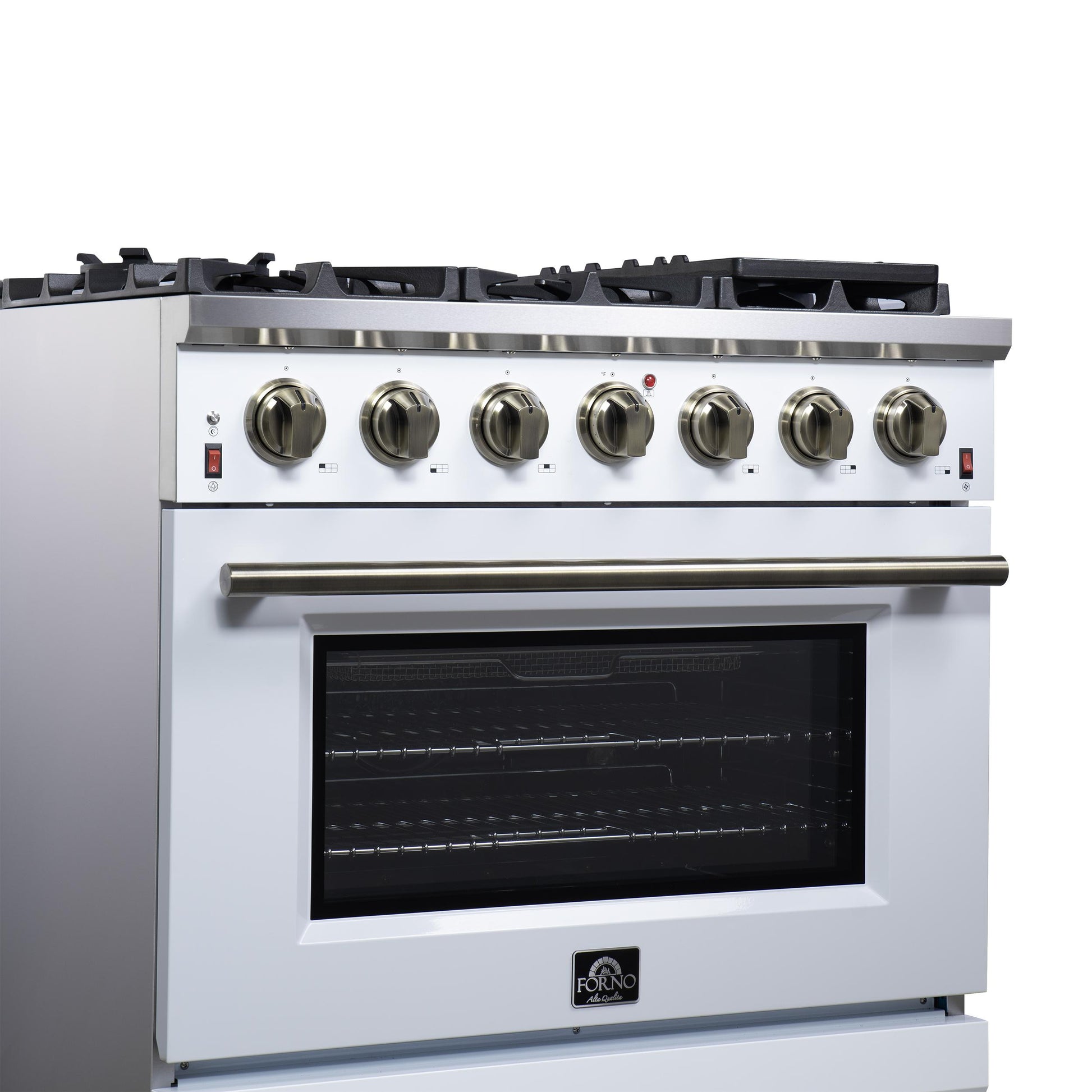 Forno FFSGS623936WHT Forno Massimo 36-Inch White Freestanding Gas Range, 6 Sealed Burners, Convection Oven, Energy Efficient