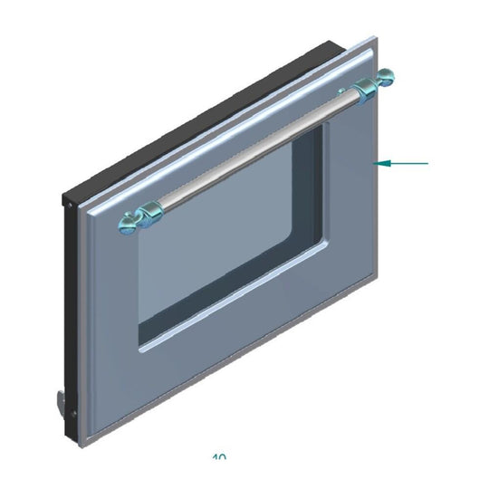 Ilve EG9622012005608 Ilve Parts Eg9622012005608 Complete Triple Glass Door Kit For Uov 60 E3 Ovens (Emerald Green, Chrome Trim)