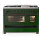 Ilve UM48FNR3EGBLP Ilve Um48Fnr3Egblp Majestic Iii 48 Inch Dual Fuel Range With 8 Burners And Griddle, Dual Function Burner Up To 25,000 Btu (Liquid Propane, Triple Glass Door, Emerald Green, Burnished)