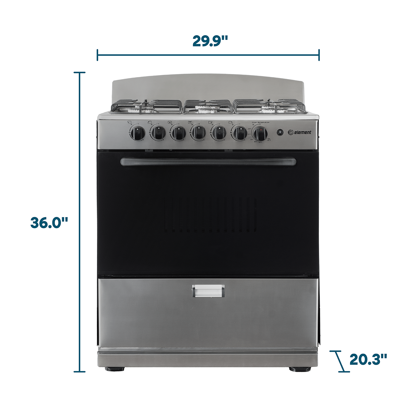 Element Appliance EEGR3A6MCCS Element Electronics 4.0 Cu. Ft. 30", 6-Burner Gas Range (Eegr3A6Mccs)