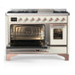 Ilve UM48FNR3AWP Ilve Um48Fnr3Awp Majestic Iii 48 Inch Dual Fuel Range With 8 Burners And Griddle, Dual Function Burner Up To 25,000 Btu (Natural Gas, Triple Glass Door, Antique White, Copper)