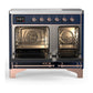 Ilve UMDIB40QNR3MBP Ilve Umdib40Qnr3Mbp Majestic Iii 40 Inch Induction Range With 6 Elements, 3.82 Cu. Ft. Total Oven Capacity (Solid Door, Midnight Blue, Copper)