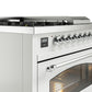 Ilve UP48FSNMPWHC Nostalgie Ii 48 Inch Dual Fuel Natural Gas Freestanding Range In White With Chrome Trim