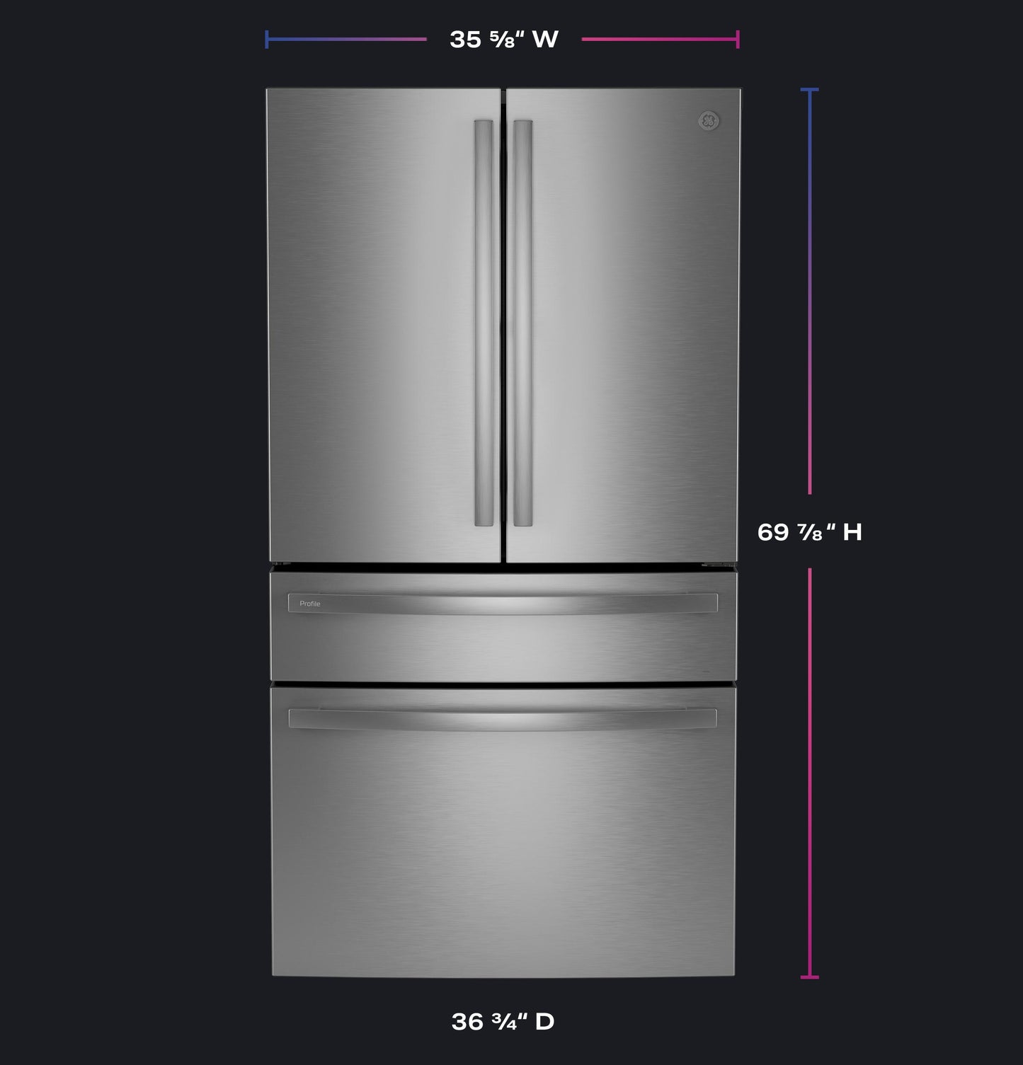 Ge Appliances PGD29BYTFS Ge Profile&#8482; Series Energy Star® 29 Cu. Ft. Smart Fingerprint Resistant 4-Door French-Door Refrigerator With Door In Door