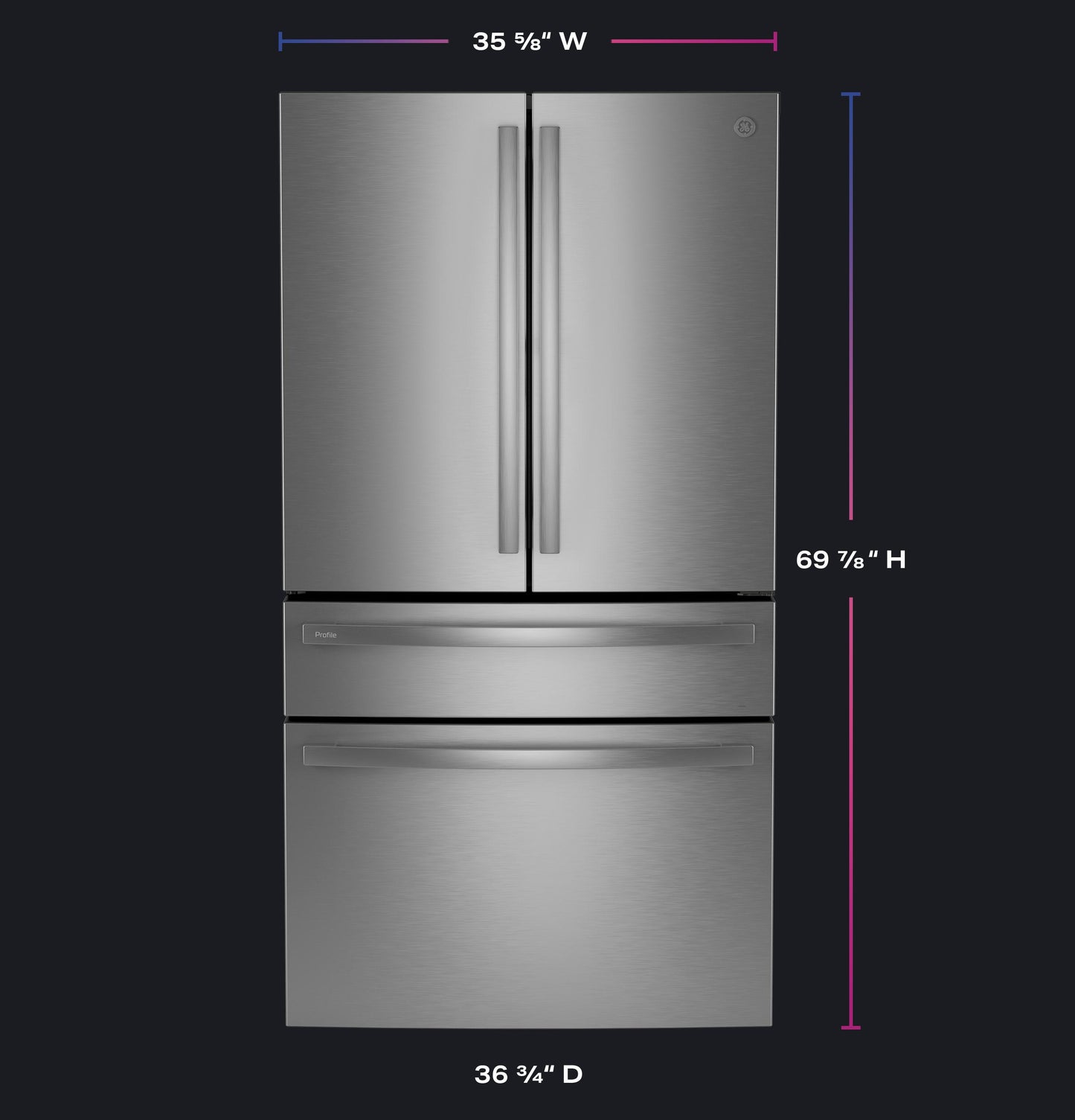 Ge Appliances PGD29BYTFS Ge Profile™ Series Energy Star® 29 Cu. Ft. Smart Fingerprint Resistant 4-Door French-Door Refrigerator With Door In Door