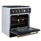 Forno FFSGS627730BLK Marco 30-Inch Gas Range Black & Antique Brass Design, 4 Burners 37,000 Btu, 4.32 Cu.Ft. Convection Oven
