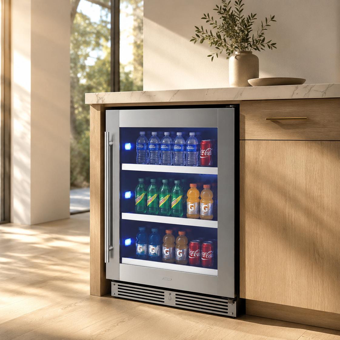 Xo Appliance XOU24BCGSX 24" Beverage Center, Stainless Steel Glass, Field Reversible Hinge