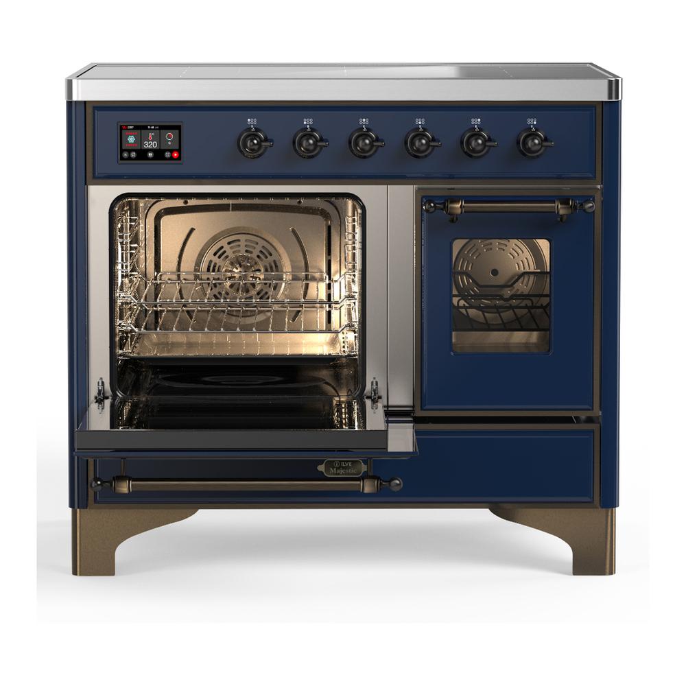 Ilve UMDIB40NR3MBB Ilve Umdib40Nr3Mbb Majestic Iii 40 Inch Induction Range With 6 Elements, 3.82 Cu. Ft. Total Oven Capacity (Triple Glass Door, Midnight Blue, Burnished)