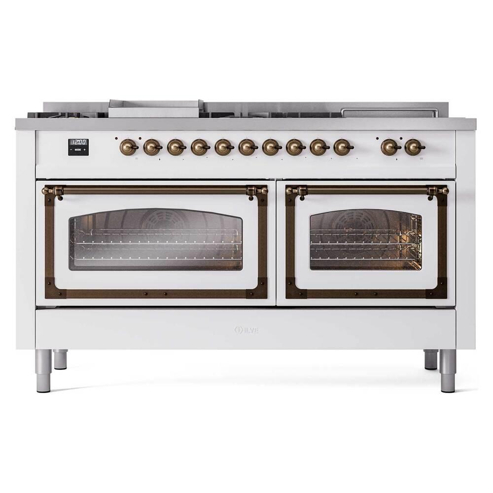 Ilve UN60FSNMPRAB Ilve Un60Fsnmprab Nostalgie Ii Noblesse 60" Dual Fuel Range (7 Sealed Burners + Griddle + French Top, Natural Gas, Triple Glass Door, Ral, Burnished)