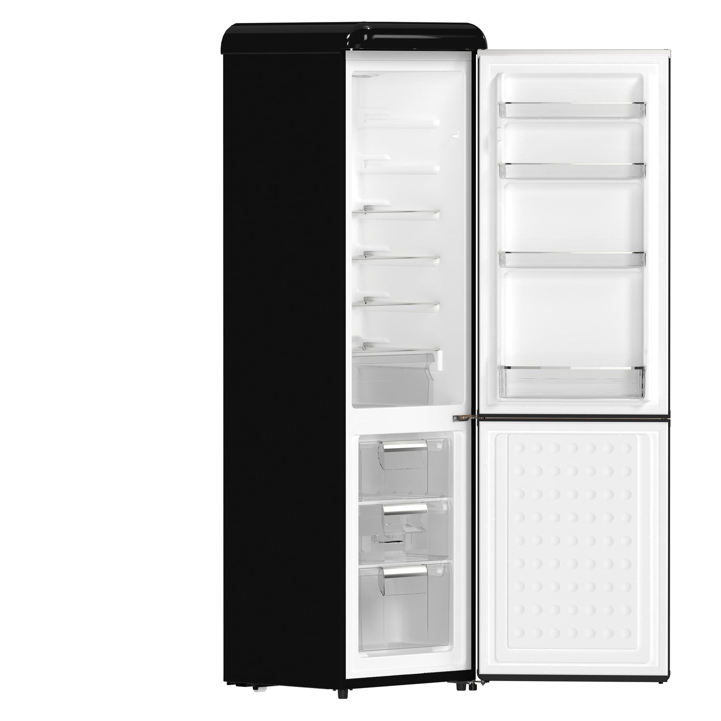 Forno FFFFD174522BLK Forno Storico 22-Inch Retro Bottom Freezer Fridge In Black, 9 Cu.Ft, Copper-Tone Handle