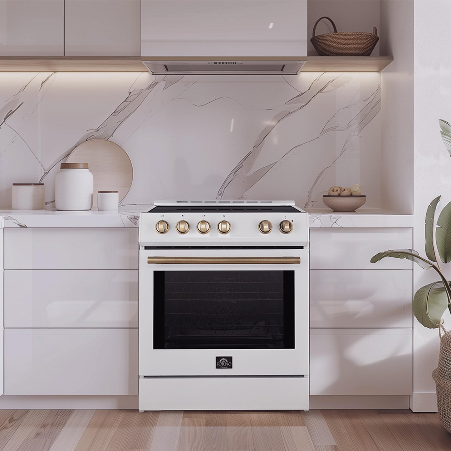 Forno FFSEL602230WHT Forno Leonardo Espresso 30-Inch White Electric Range, True Convection, Energy Efficient