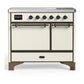 Ilve UMDIB40QNR3AWB Ilve Umdib40Qnr3Awb Majestic Iii 40 Inch Induction Range With 6 Elements, 3.82 Cu. Ft. Total Oven Capacity (Solid Door, Antique White, Burnished)