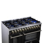 Forno FFSGS612548BLK Forno Massimo 48 Inch Freestanding Dual Fuel Range In Black With Antique Brass Accessories, 8 Burners, 6.58 Cu. Ft. Convection Oven