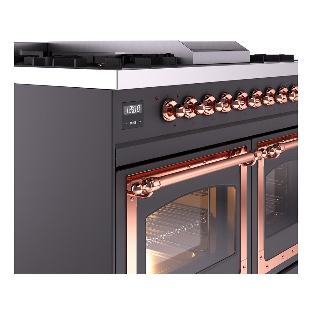Ilve UND40FNMPMGP Ilve Und40Fnmpmgp Nostalgie Ii Noblesse 40" Dual Fuel Range (Natural Gas, Triple Glass Door, Graphite Matte, Copper)