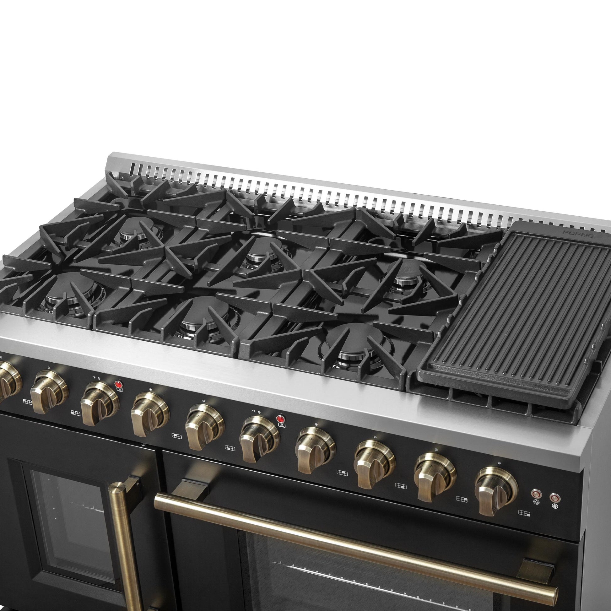 Forno FFSGS644448BLK Forno Galiano 48" Freestanding French Door Gas Range In Black