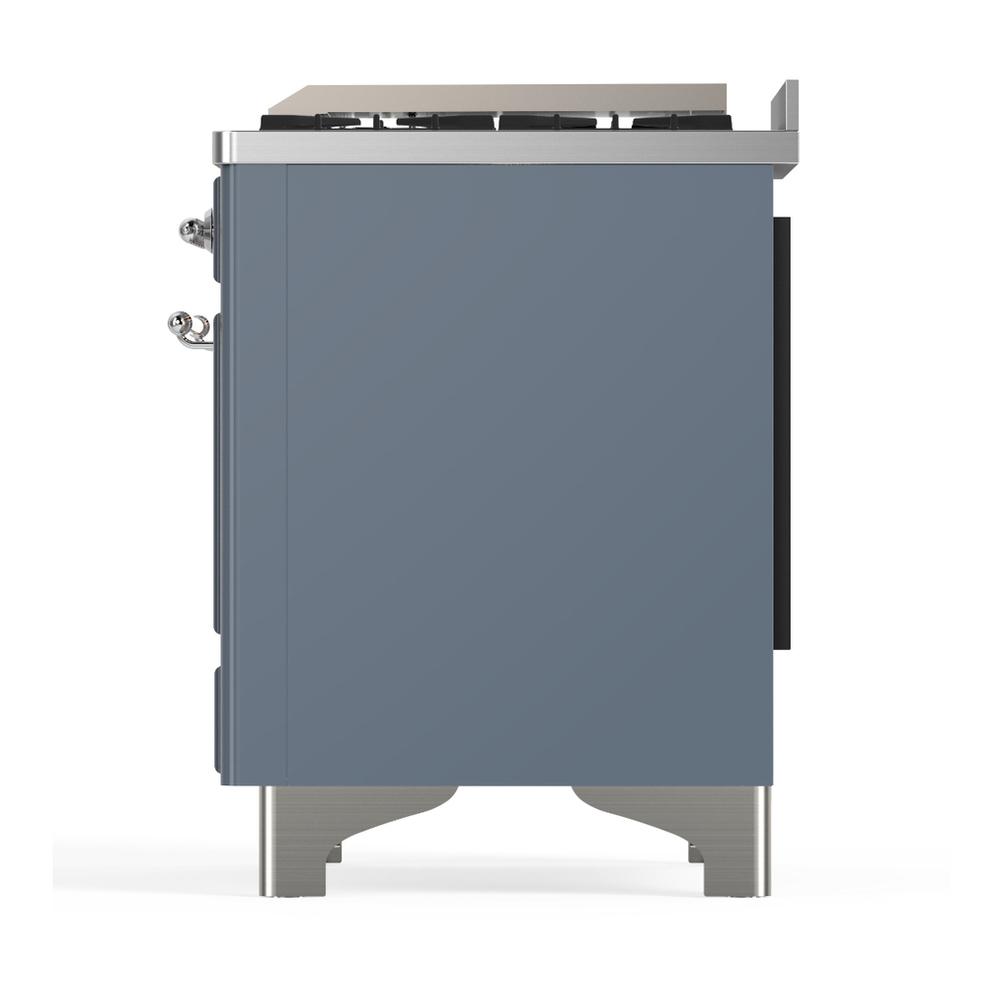 Ilve UM60FSNR3BGC Ilve Um60Fsnr3Bgc Majestic Iii 60 Inch Dual Fuel Range With 7 Burners, Griddle And French Top, Dual Function Burner With Up To 25,000 Btu (Natural Gas, Triple Glass Door, Blue Grey, Chrome)