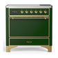 Ilve UMIB36QNR3EGG Ilve Umib36Qnr3Egg Majestic Iii 36 Inch Induction Range With 6 Elements, 3.5 Cu. Ft. Total Oven Capacity (Solid Door, Emerald Green, Brass)