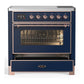 Ilve UMIB36NR3MBP Ilve Umib36Nr3Mbp Majestic Iii 36 Inch Induction Range With 6 Elements, 3.5 Cu. Ft. Total Oven Capacity (Triple Glass Door, Midnight Blue, Copper)