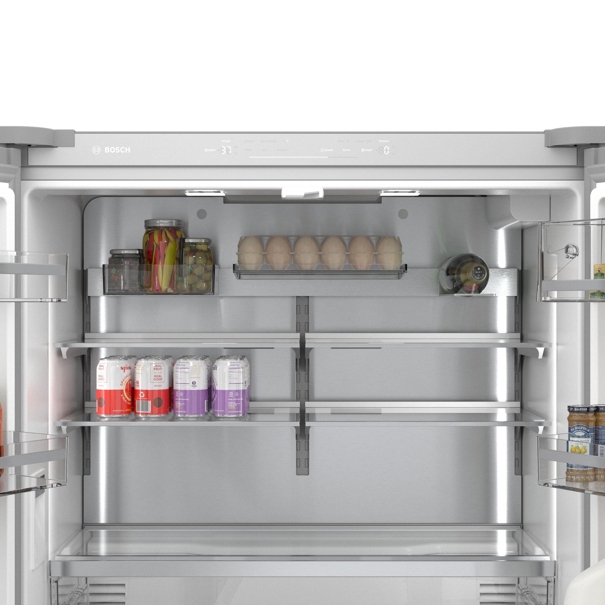 Bosch B36CL84ENG 800 Series, French Door Bottom Mount Refrigerator, Glass Door, 36'', Stainless Steel