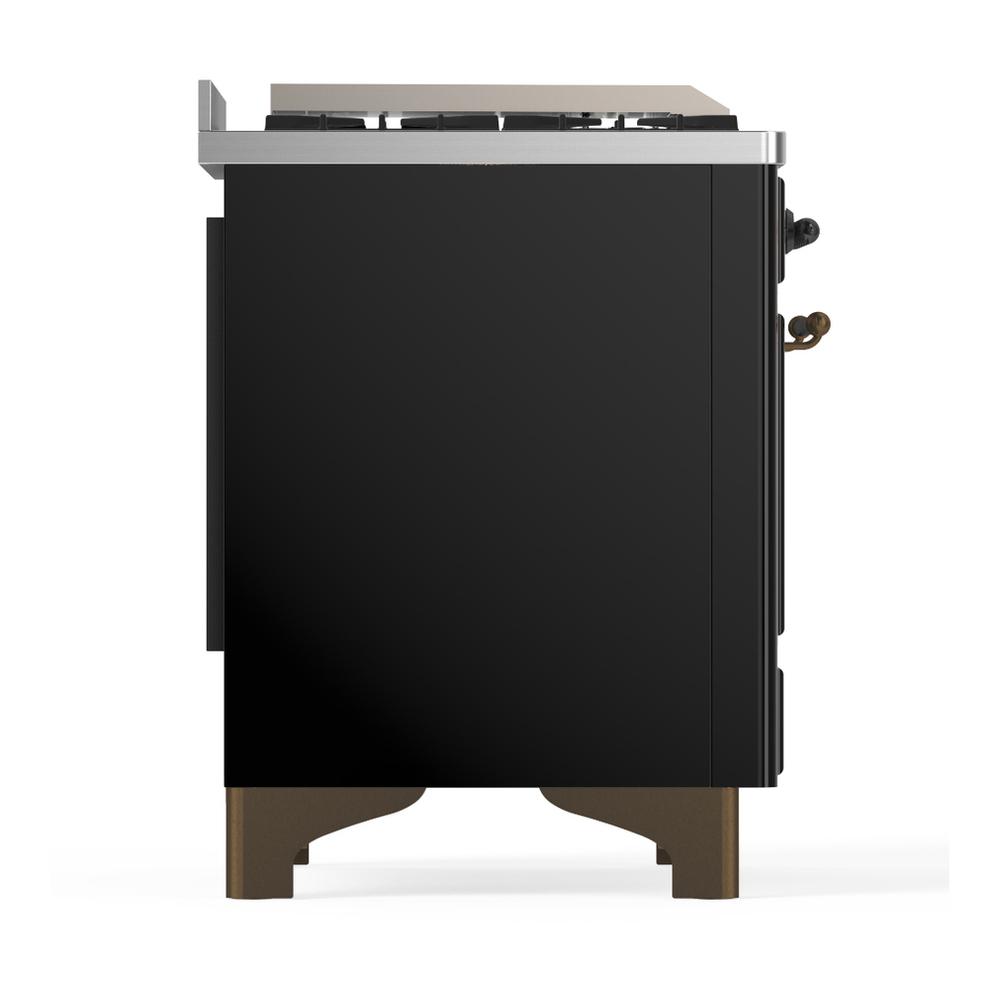 Ilve UM60FSQNR3BKB Ilve Um60Fsqnr3Bkb Majestic Iii 60 Inch Dual Fuel Range With 7 Burners, Griddle And French Top, Dual Function Burner With Up To 25,000 Btu (Natural Gas, Solid Door, Glossy Black, Burnished)