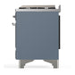 Ilve UM60FNR3BGCLP Ilve Um60Fnr3Bgclp Majestic Iii 60 Inch Dual Fuel Range With 9 Burners And Griddle, Dual Function Burner Up To 25,000 Btu (Liquid Propane, Triple Glass Door, Blue Grey, Chrome)