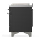 Ilve UM48FSNR3MGCLP Ilve Um48Fsnr3Mgclp Majestic Iii 48 Inch Dual Fuel Range With 5 Black Brass Burners, Griddle And French Top, Dual Function Burner Up To 25,000 Btu (Liquid Propane, Triple Glass Door, Graphite Matte, Chrome)