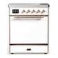 Ilve UMIB30QNR3WHP Ilve Umib30Qnr3Whp Majestic Iii 30 Inch Induction Range With 4 Elements, 4 Cu. Ft. Oven Capacity (Solid Door, White, Copper)