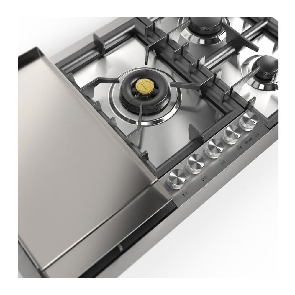 Ilve UHCPT95FSSLP Ilve Uhcpt95Fsslp Professional Plus Ii 36 Inch Built-In Gas Cooktop With Total Black Brass Burners, In Stainless Steel (5 Sealed Burners + Griddle, Liquid Propane)
