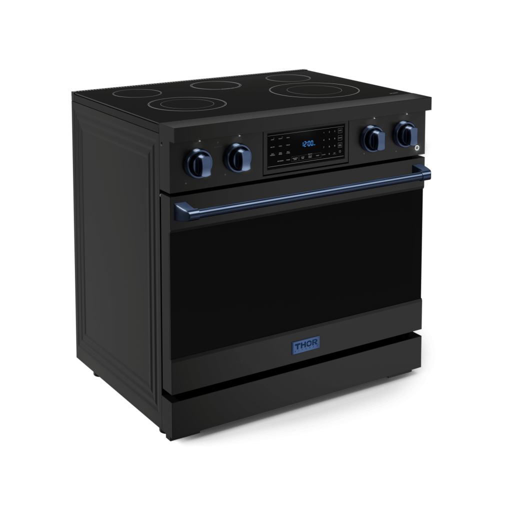 Thor Kitchen RSE36BBLU 36 Inch Professional Electric Range With Tilt Panel Touch Control In Black/Navy Blue Gordon Ramsay Series - Rse36B-Blu
