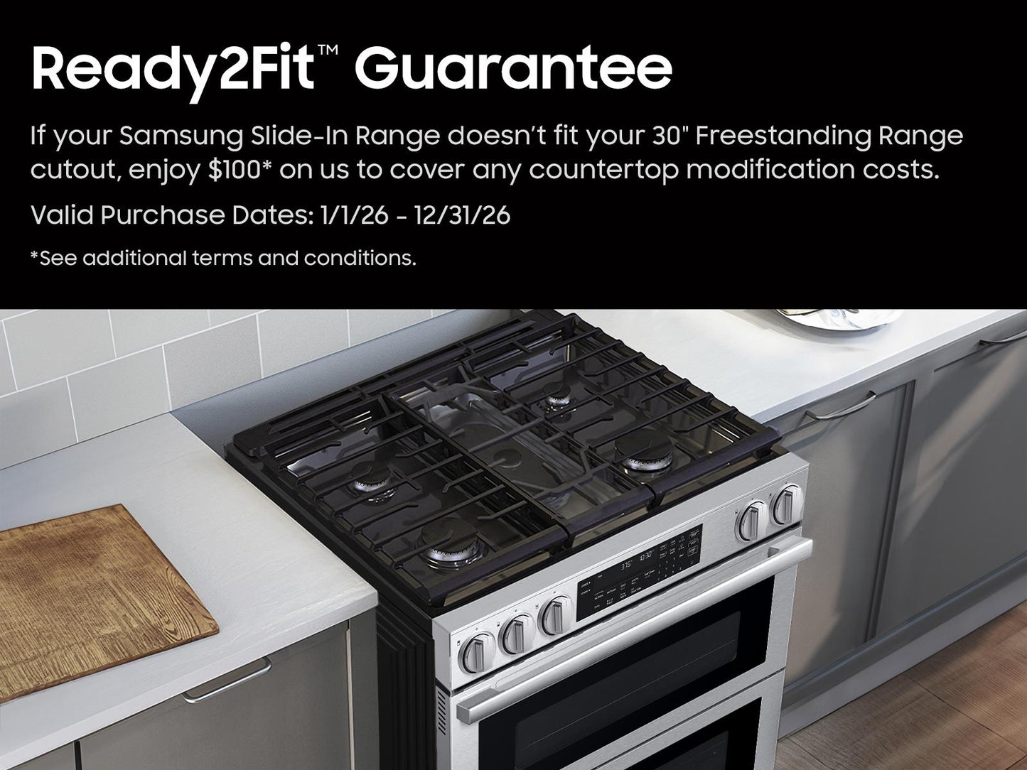 Samsung NSG90H60DRAA Bespoke Smart Slide-In Gas Range Flex Duo™ Oven Pro Style Design Dual True Convection