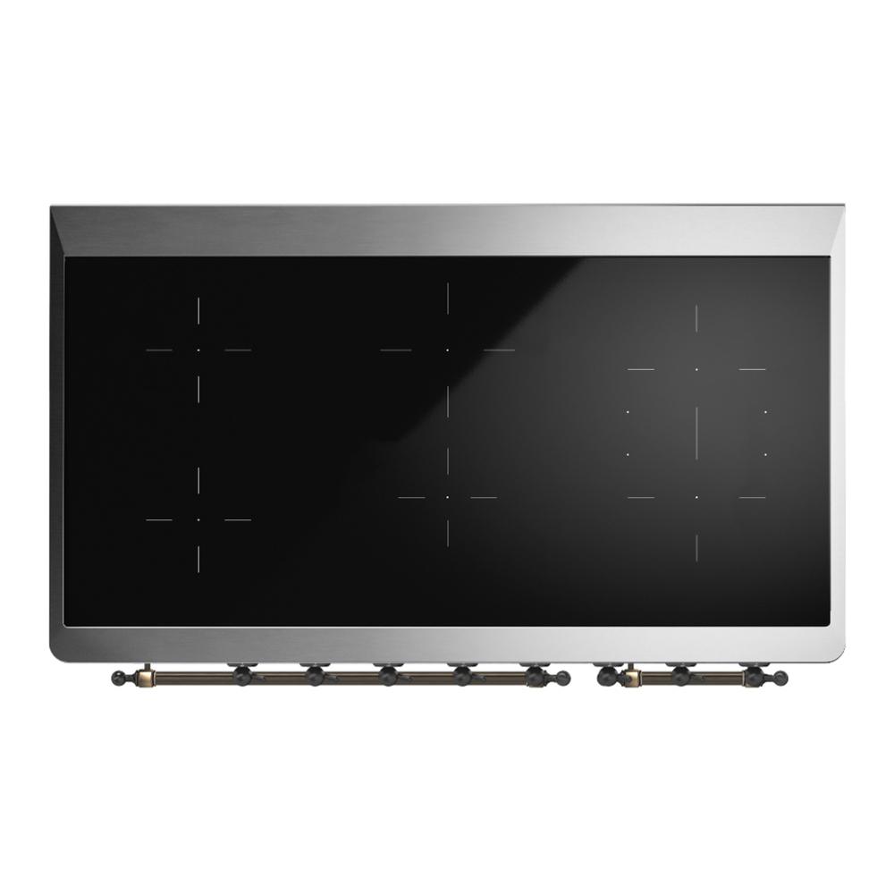 Ilve UMIB48QNR3BKB Ilve Umib48Qnr3Bkb Majestic Iii 48 Inch Induction Range With 6 Elements, 5.02 Cu. Ft. Total Oven Capacity (Solid Door, Glossy Black, Burnished)