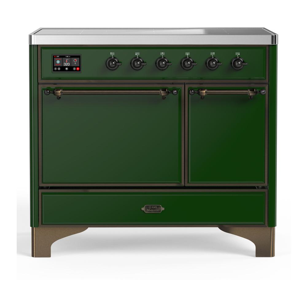 Ilve UMDIB40QNR3EGB Ilve Umdib40Qnr3Egb Majestic Iii 40 Inch Induction Range With 6 Elements, 3.82 Cu. Ft. Total Oven Capacity (Solid Door, Emerald Green, Burnished)