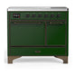 Ilve UMDIB40QNR3EGB Ilve Umdib40Qnr3Egb Majestic Iii 40 Inch Induction Range With 6 Elements, 3.82 Cu. Ft. Total Oven Capacity (Solid Door, Emerald Green, Burnished)