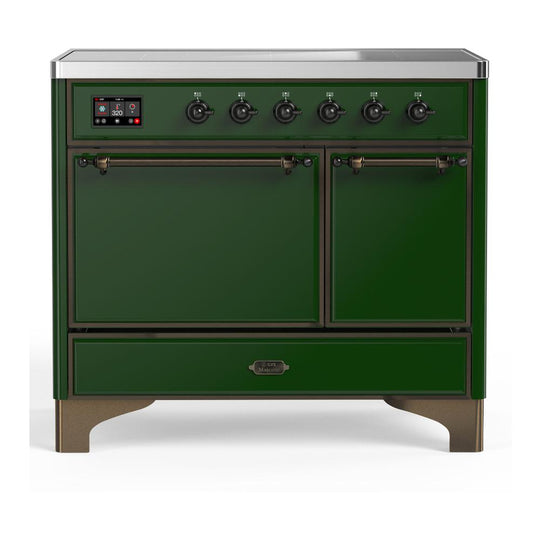 Ilve UMDIB40QNR3EGB Ilve Umdib40Qnr3Egb Majestic Iii 40 Inch Induction Range With 6 Elements, 3.82 Cu. Ft. Total Oven Capacity (Solid Door, Emerald Green, Burnished)