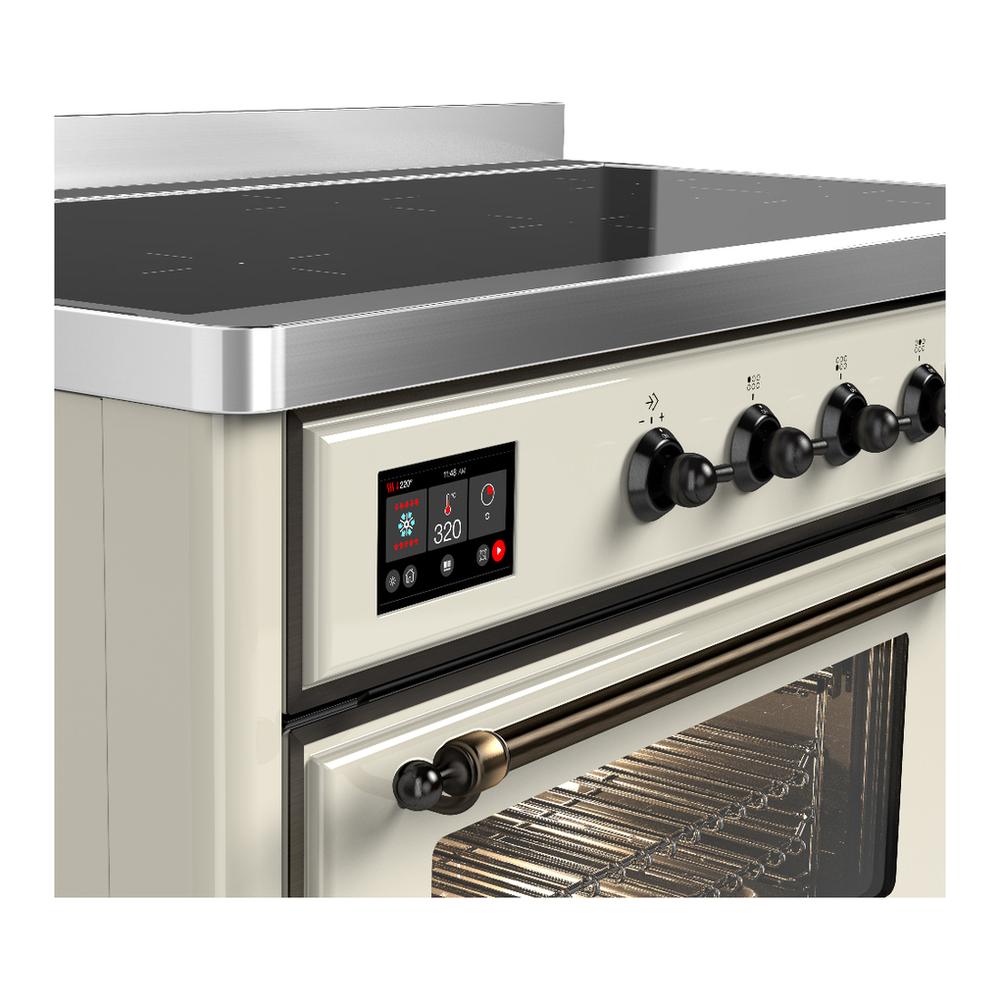 Ilve UMIB48NR3AWB Ilve Umib48Nr3Awb Majestic Iii 48 Inch Induction Range With 6 Elements, 5.02 Cu. Ft. Total Oven Capacity (Triple Glass Door, Antique White, Burnished)