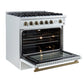 Forno FFSGS627736WHT Marco 36-Inch Gas Range White & Antique Brass Design, 6 Burners 67,000 Btu, 5.36 Cu.Ft. Convection Oven