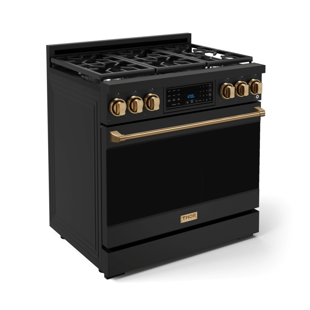 Thor Kitchen RSG36BBRZ 36 Inch Professional Gas Range With Tilt Panel Touch Control In Black/Bronze Gordon Ramsay Series - Rsg36B-Brz