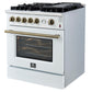 Forno FFSGS627430WHT Giovanni 30-Inch Gas Range White & Antique Brass Design, 5 Burners 67,000 Btu, 4.32 Cu.Ft. Convection Oven