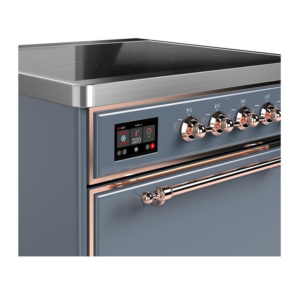 Ilve UMIB30QNR3BGP Ilve Umib30Qnr3Bgp Majestic Iii 30 Inch Induction Range With 4 Elements, 4 Cu. Ft. Oven Capacity (Solid Door, Blue Grey, Copper)
