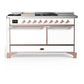 Ilve UM60FSQNR3WHP Ilve Um60Fsqnr3Whp Majestic Iii 60 Inch Dual Fuel Range With 7 Burners, Griddle And French Top, Dual Function Burner With Up To 25,000 Btu (Natural Gas, Solid Door, White, Copper)