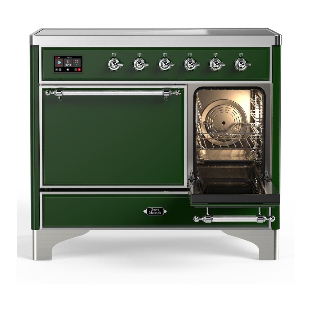 Ilve UMDIB40QNR3EGC Ilve Umdib40Qnr3Egc Majestic Iii 40 Inch Induction Range With 6 Elements, 3.82 Cu. Ft. Total Oven Capacity (Solid Door, Emerald Green, Chrome)